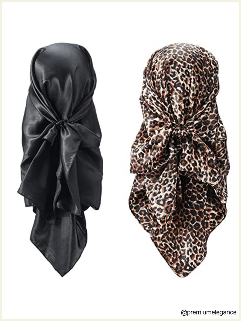 Silky Satin Head Scarf 2 Pack Square Neck Scarf for Hair Wrapping Bandana